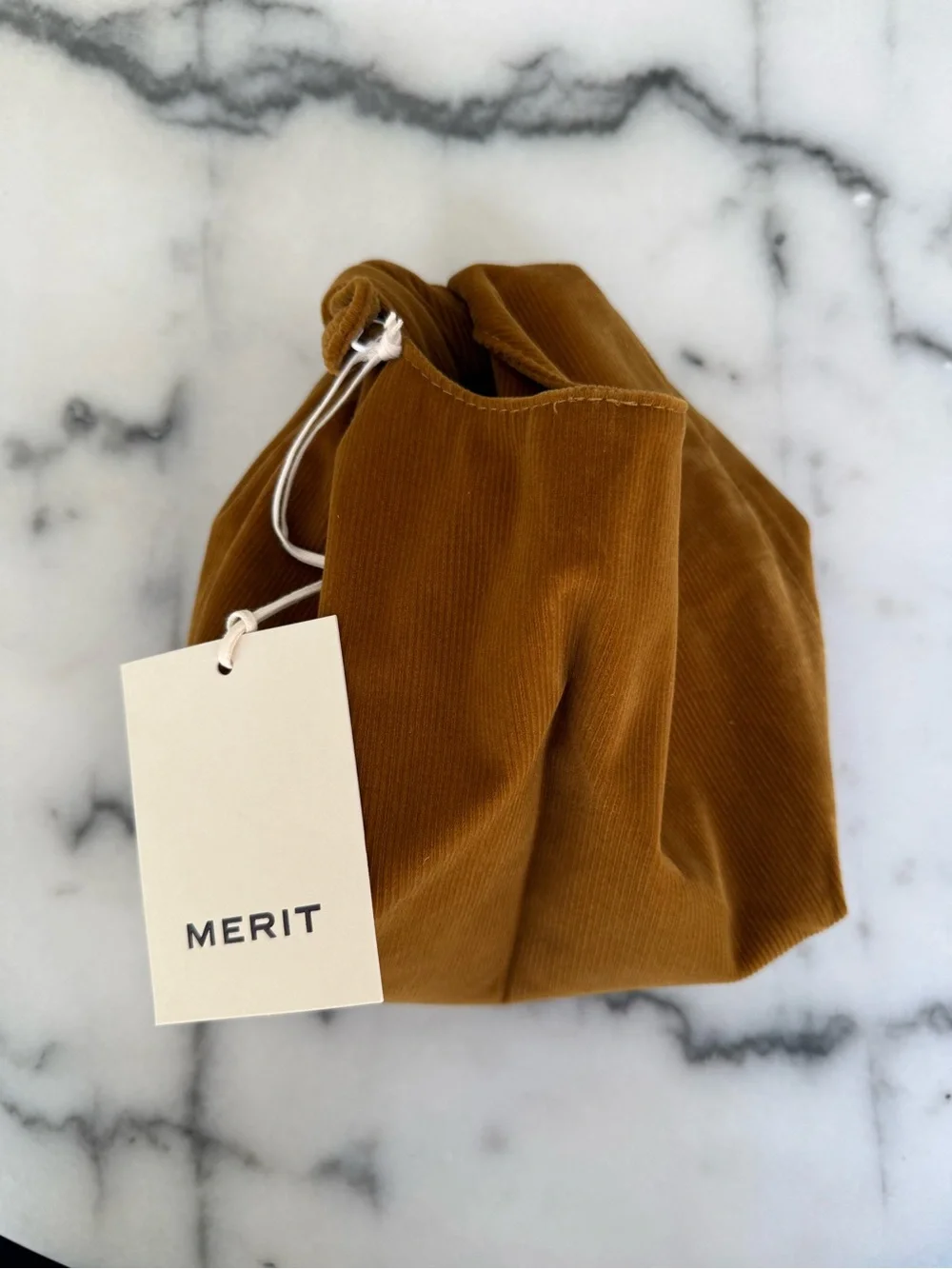 Knot Detail Corduroy Clutch in Camel